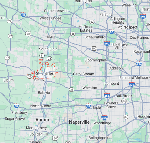 Party Bus Rentals Map in Saint Charles Illinois