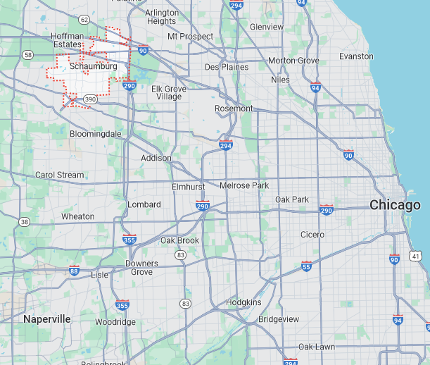 Schaumburg IL Party Bus Rental Service Map